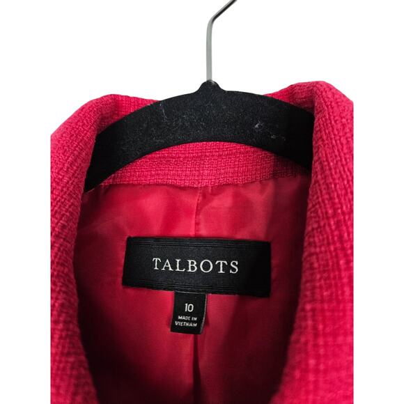 Talbots 10 Pink Coat Cotton Blend Classic Career Button Front Preppy Overcoat - Picture 2 of 4